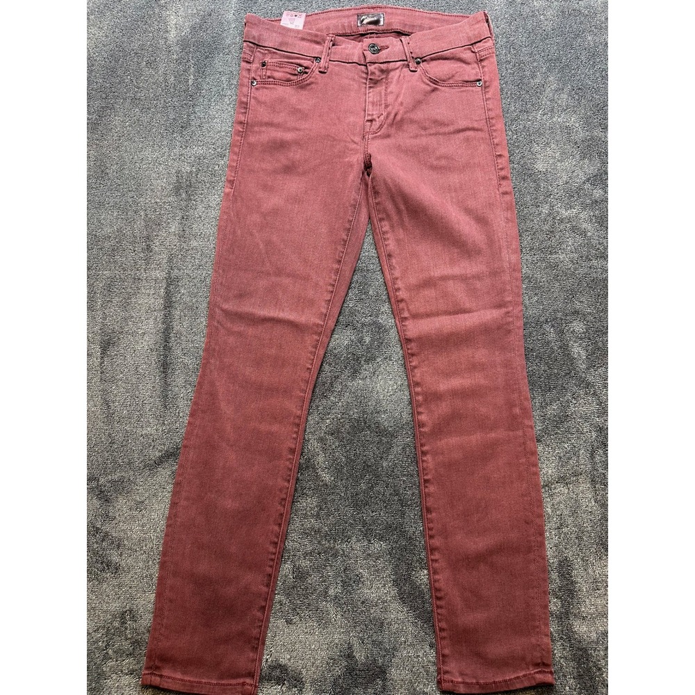 Mother The Looker Skinny Jeans Burgundy Red Lyocell Blend Size 26 -242